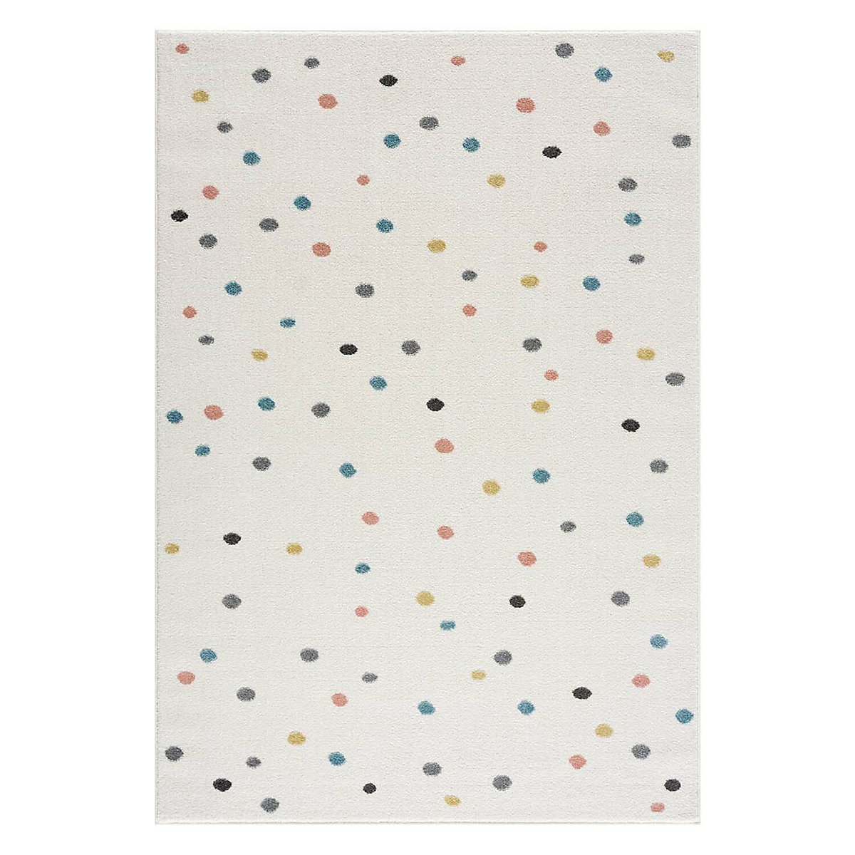 Kinderteppich Creme - Bunt Gepunktet - Kinderzimmer-Teppich Kurzflor