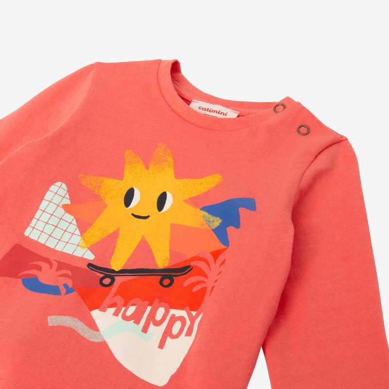 T-shirt bébé garçon visuel étoile-skate orange Catimini