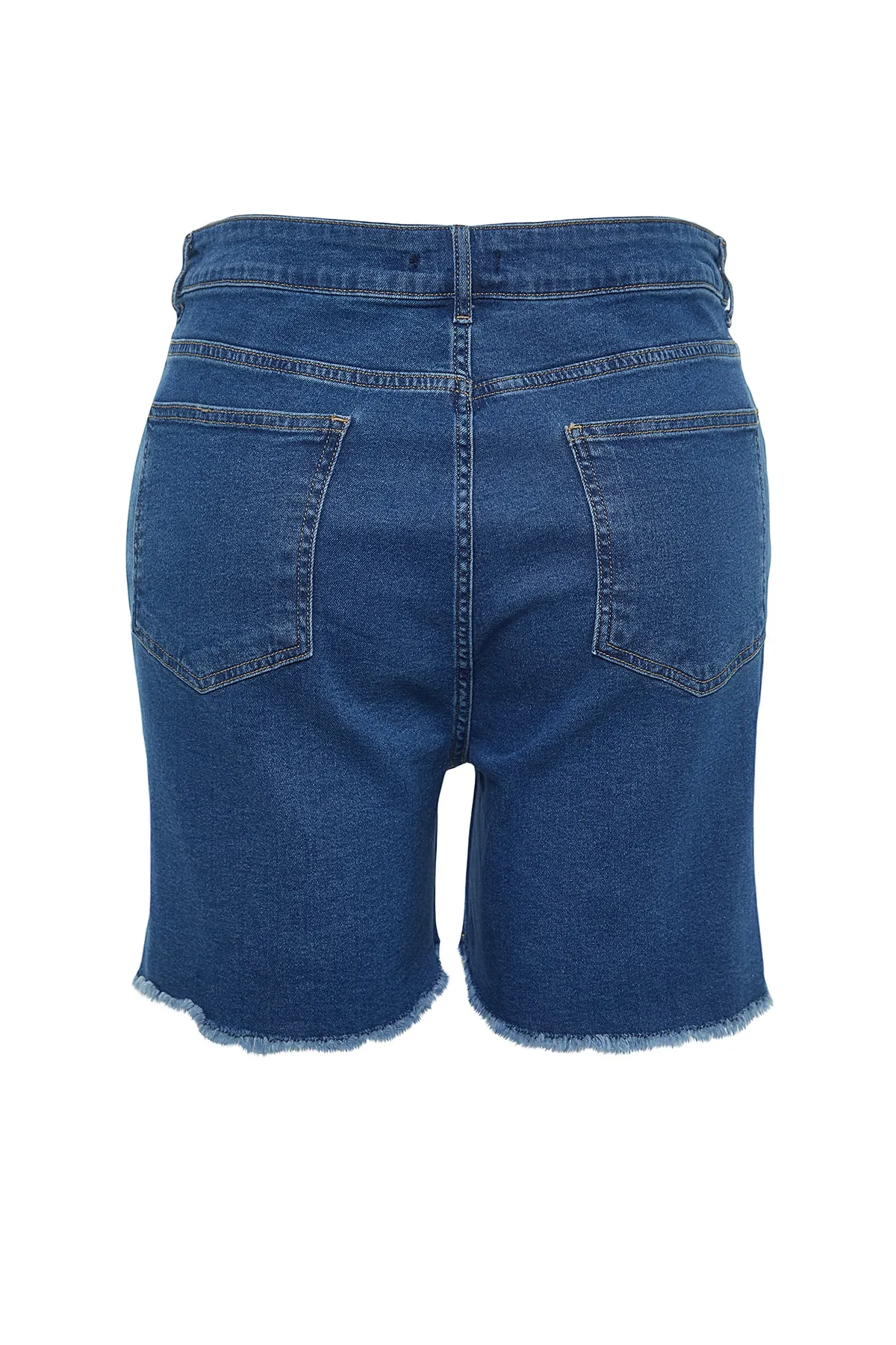 Trendyol Curve  Blaue, dehnbare Skinny-Jeansshorts mit hoher Taille und Bermuda TBBSS22AP0008