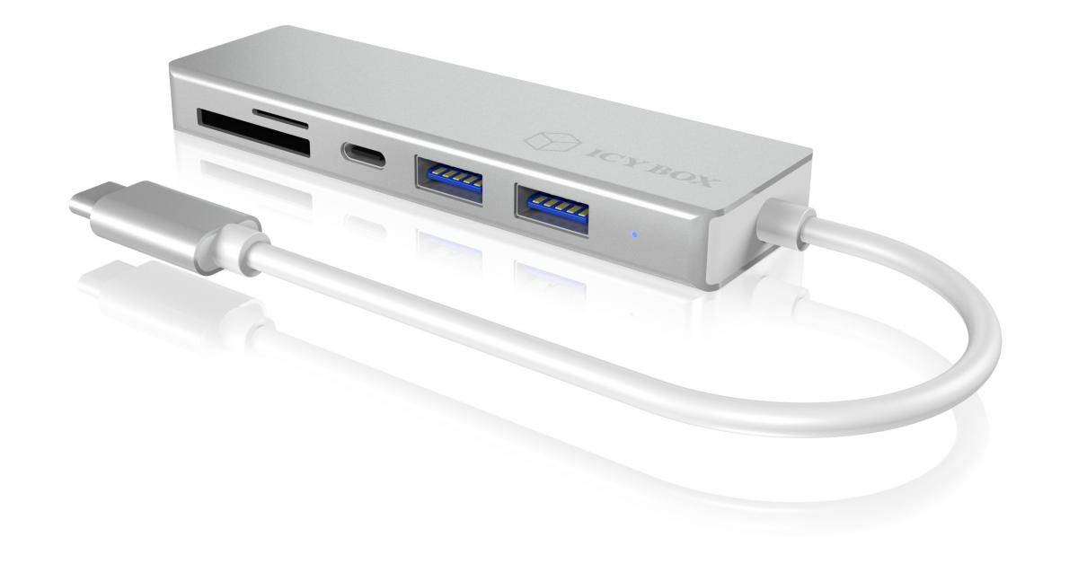 ICY BOX IB-HUB1413-CR, 3 Port Hub mit USB 3.0 Type-CAnschluss und Multi-LUN Kartenleser