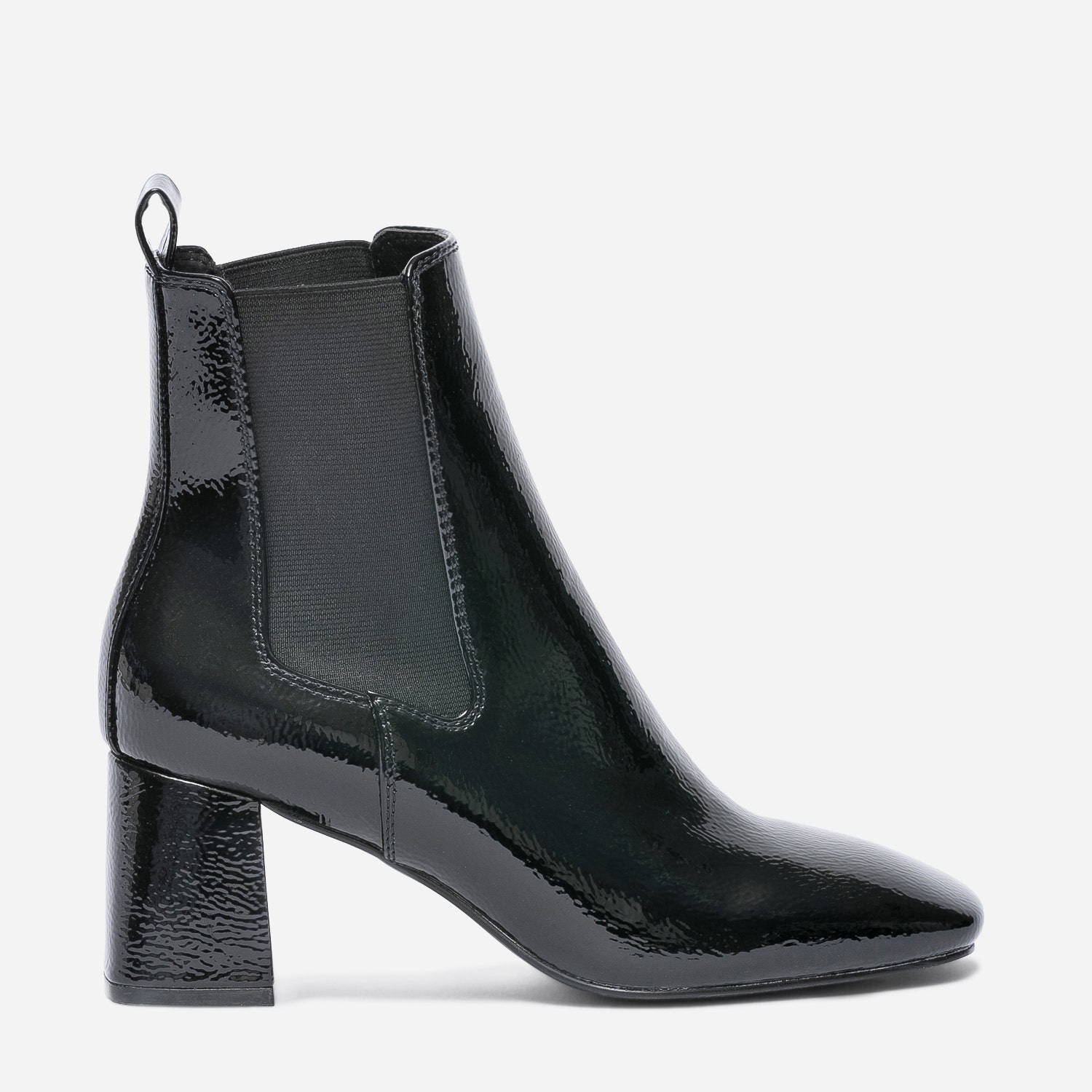 Chelsea boots noir verni à talon