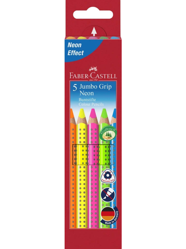 Faber-Castell Farbstift Jumbo Grip Neon sortiert Packung mit 5 Stück Etui günstig kaufen onesize