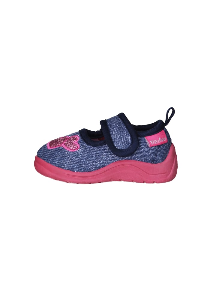 Playshoes Hausschuh Herz in Jeansblau günstig kaufen