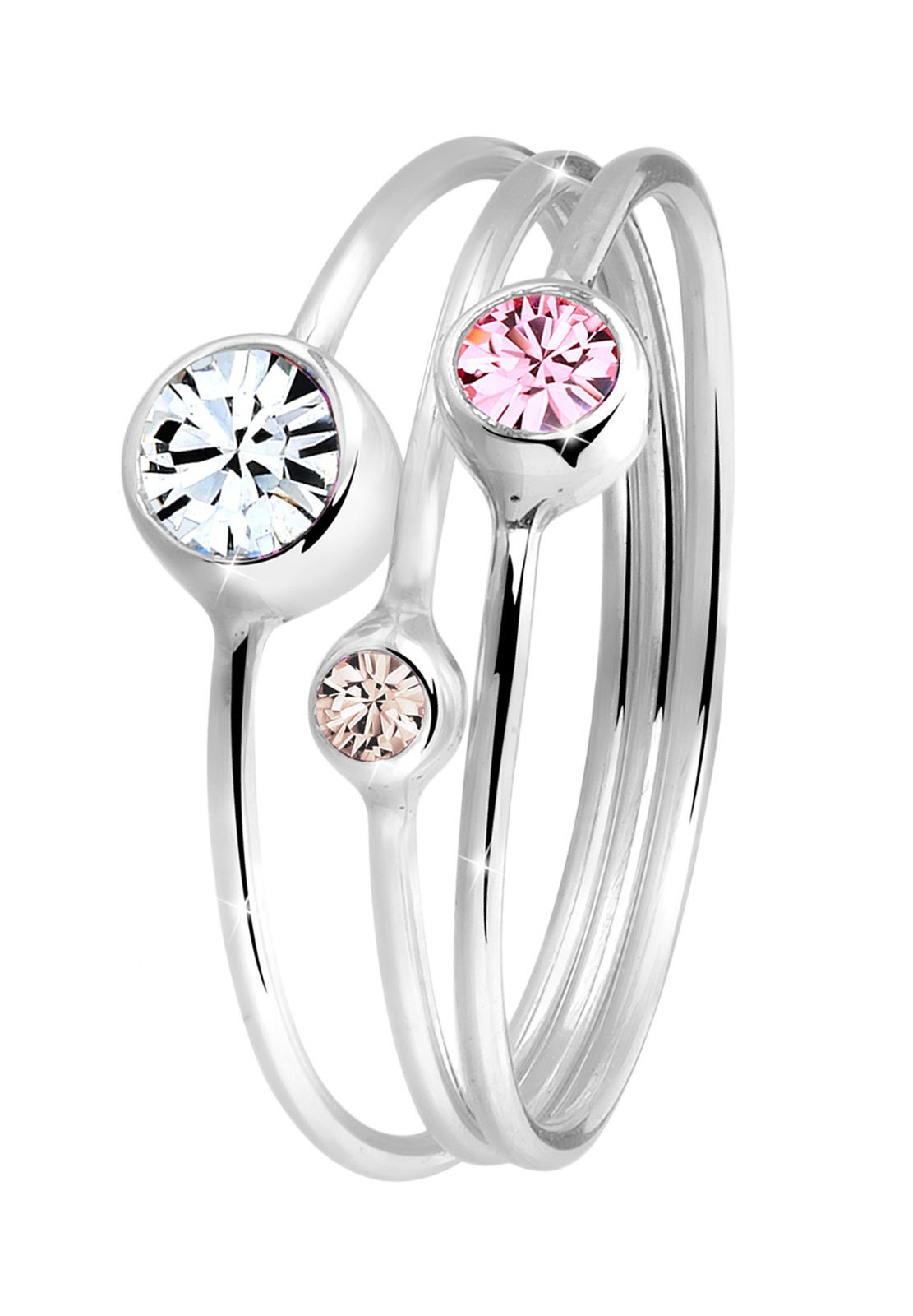 Elli Damen-Ringset zum Stapeln mit Kristallen aus 925er Sterlingsilber