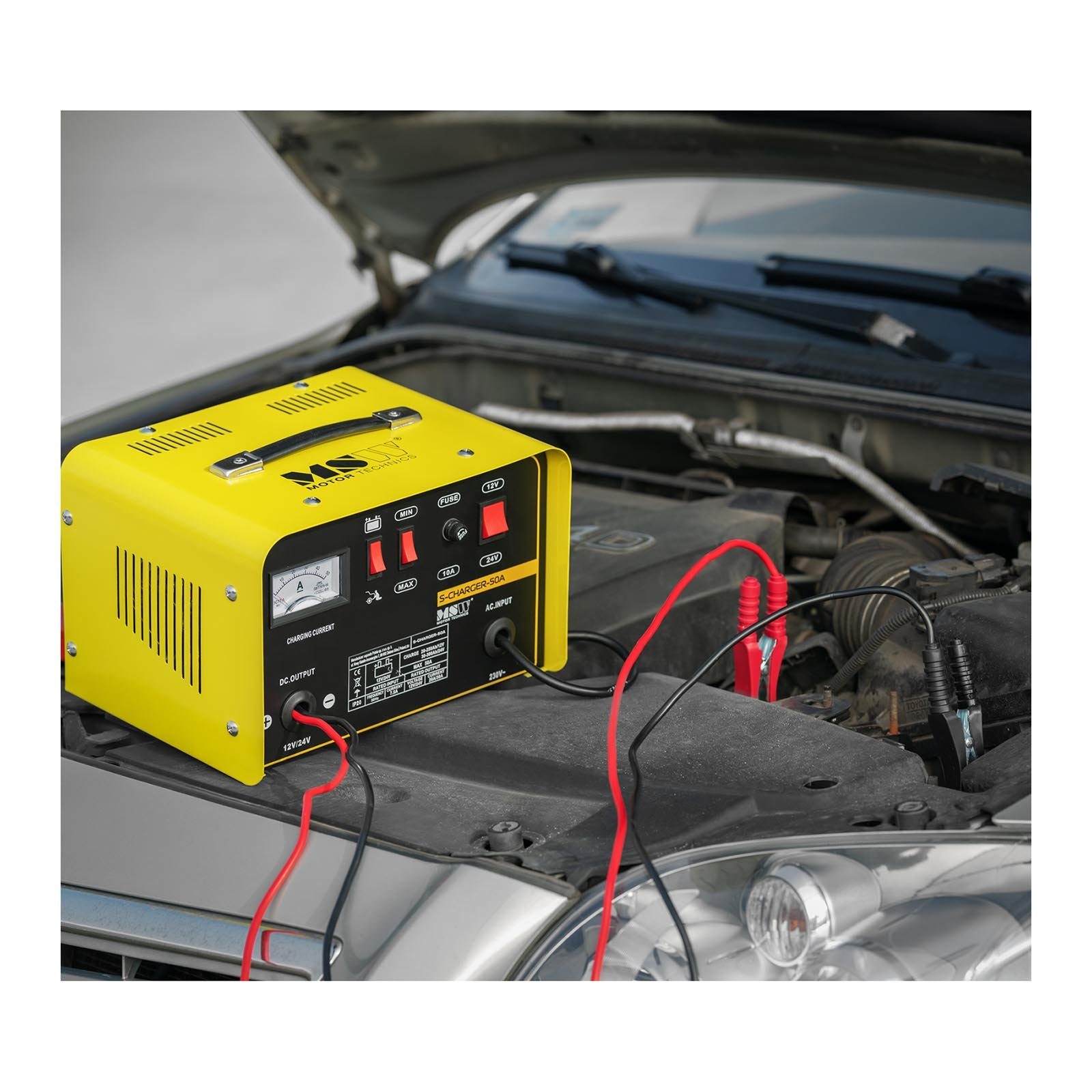MSW Autobatterie Ladegerät 12V Kfz Pkw Ladegerät Batterie Starthilfe 12 24 Autobatterie-Ladegerät