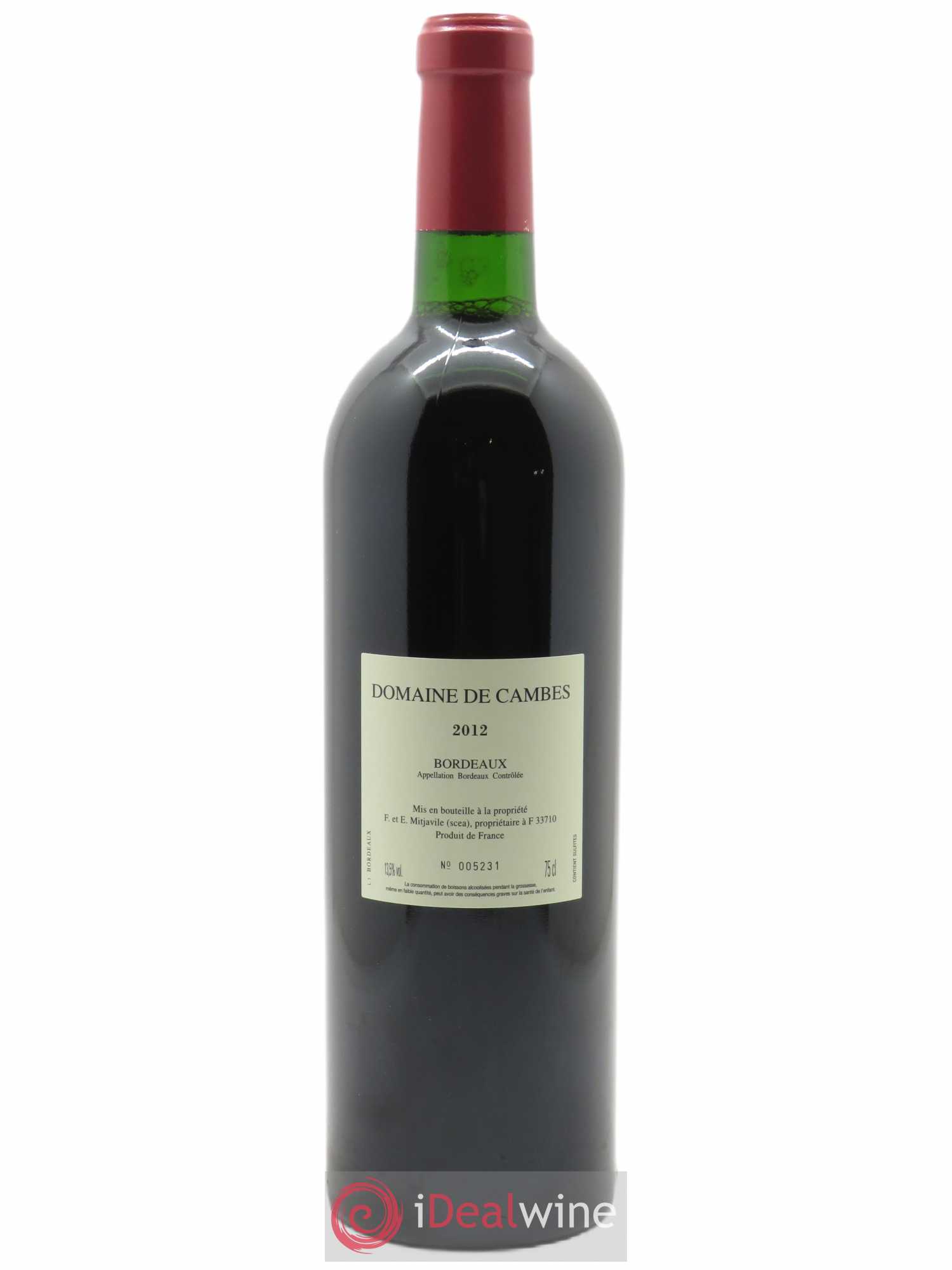 Domaine de Cambes (CBO à partir de 12 bts) 2012 - Lot de 1 Bouteille