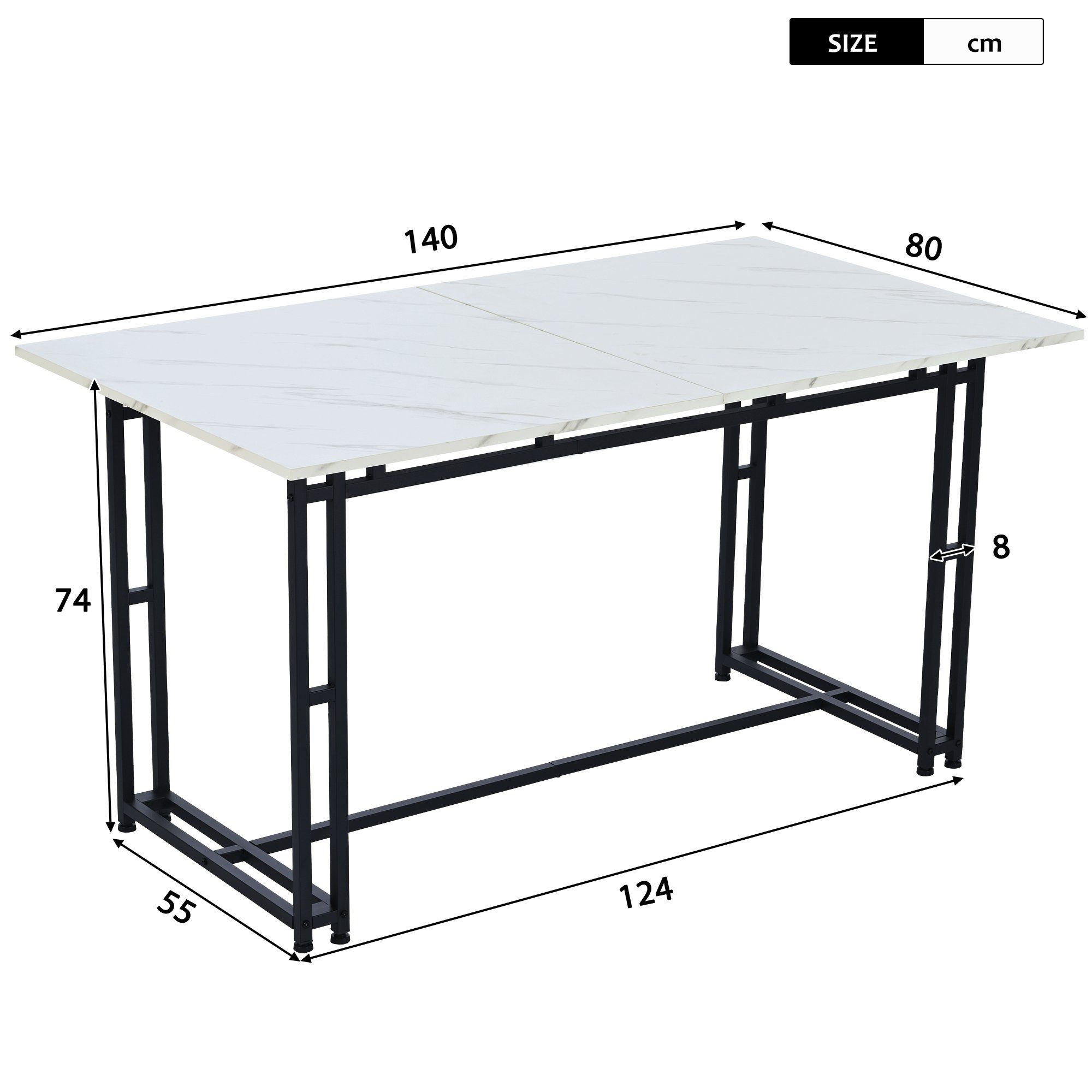 Flieks Essgruppe, (5-tlg), Esstisch mit 4 Stühlen Set Esszimmer Sitzgruppe, Metallbeine