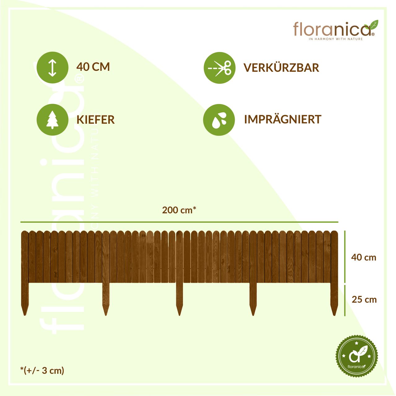 Pemicont Rollborder Flexibler Holzzaun Rolborder Beeteinfassung Rasenkante Gartenzaun