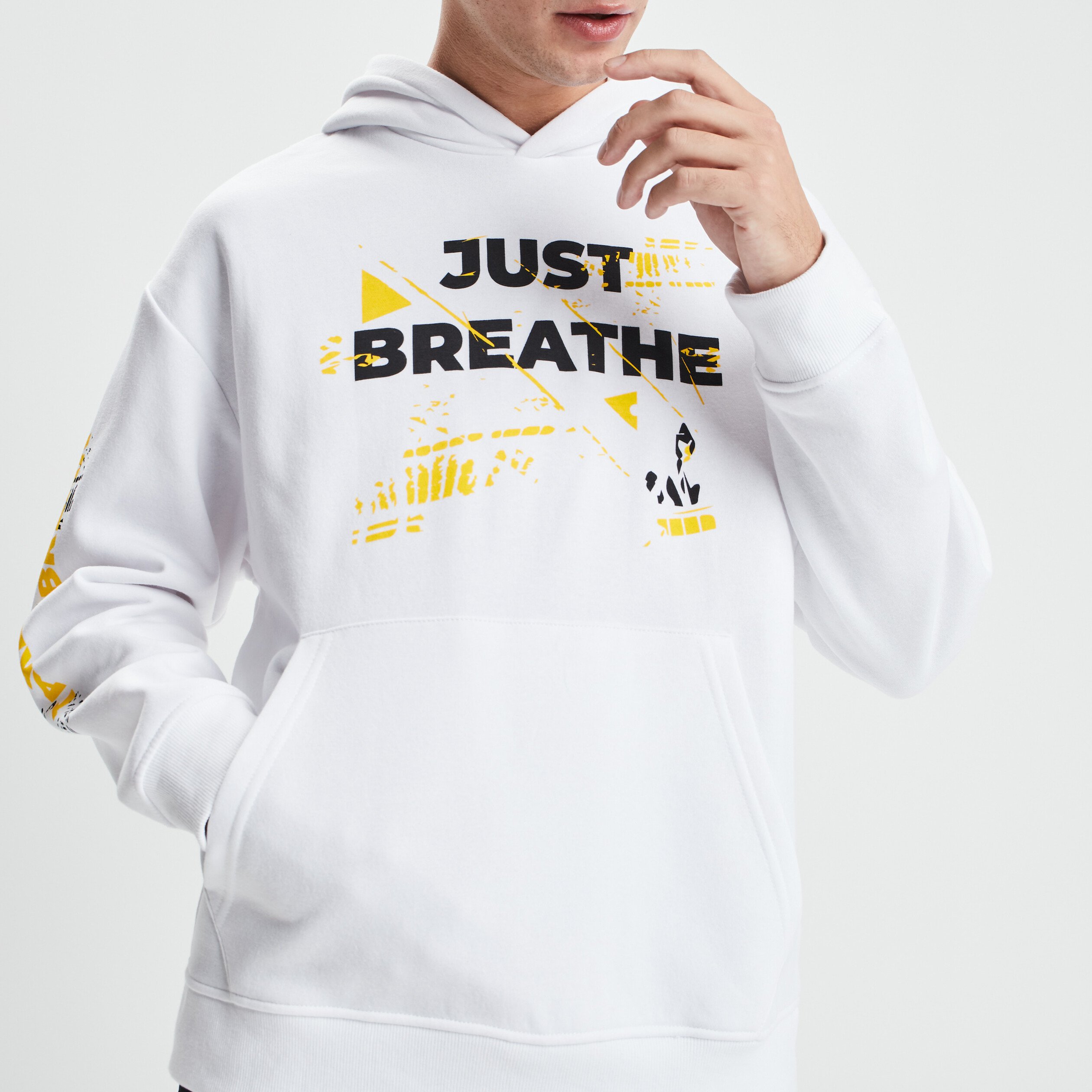 Sweat à capuche hoodie poche ventrale blanc homme | La Halle