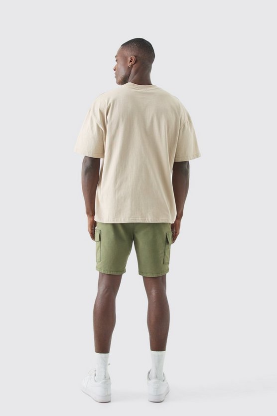 Skinny Cargo-Shorts in Khaki