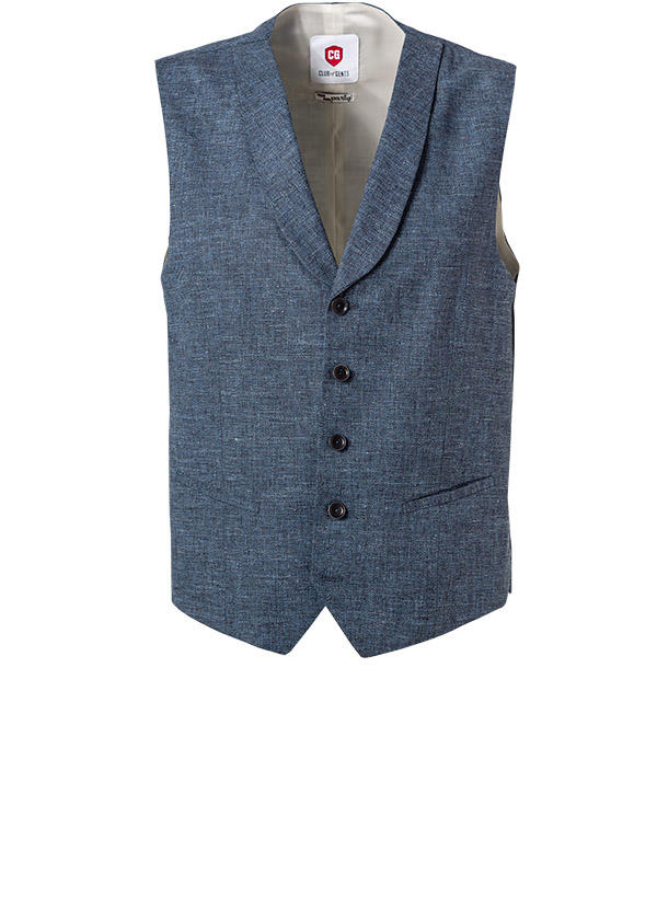CG, Anzug mit Weste, Slim Fit, Baumwolle-Schurwolle, dunkelblau meliert