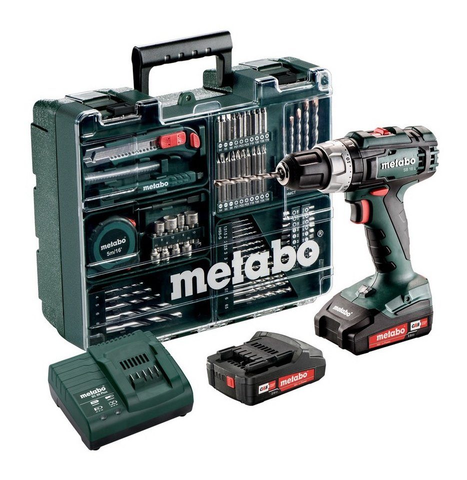 metabo Akku-Schlagbohrschrauber SB 18 L Set, 18 V, Mobile Werkstatt 2 x 2 Ah Li-Ion im Kunststoffkoffer