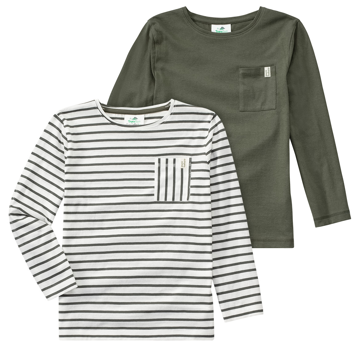 2 Jungen Langarmshirts mit Brusttasche