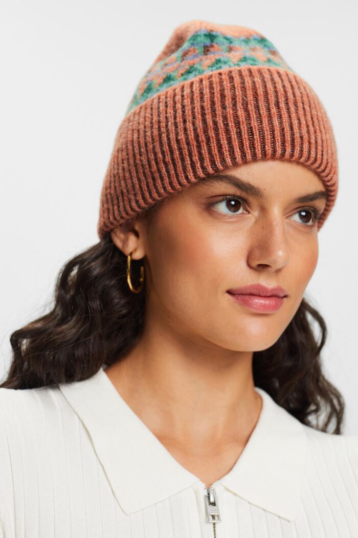 Gerippte Grafik-Beanie