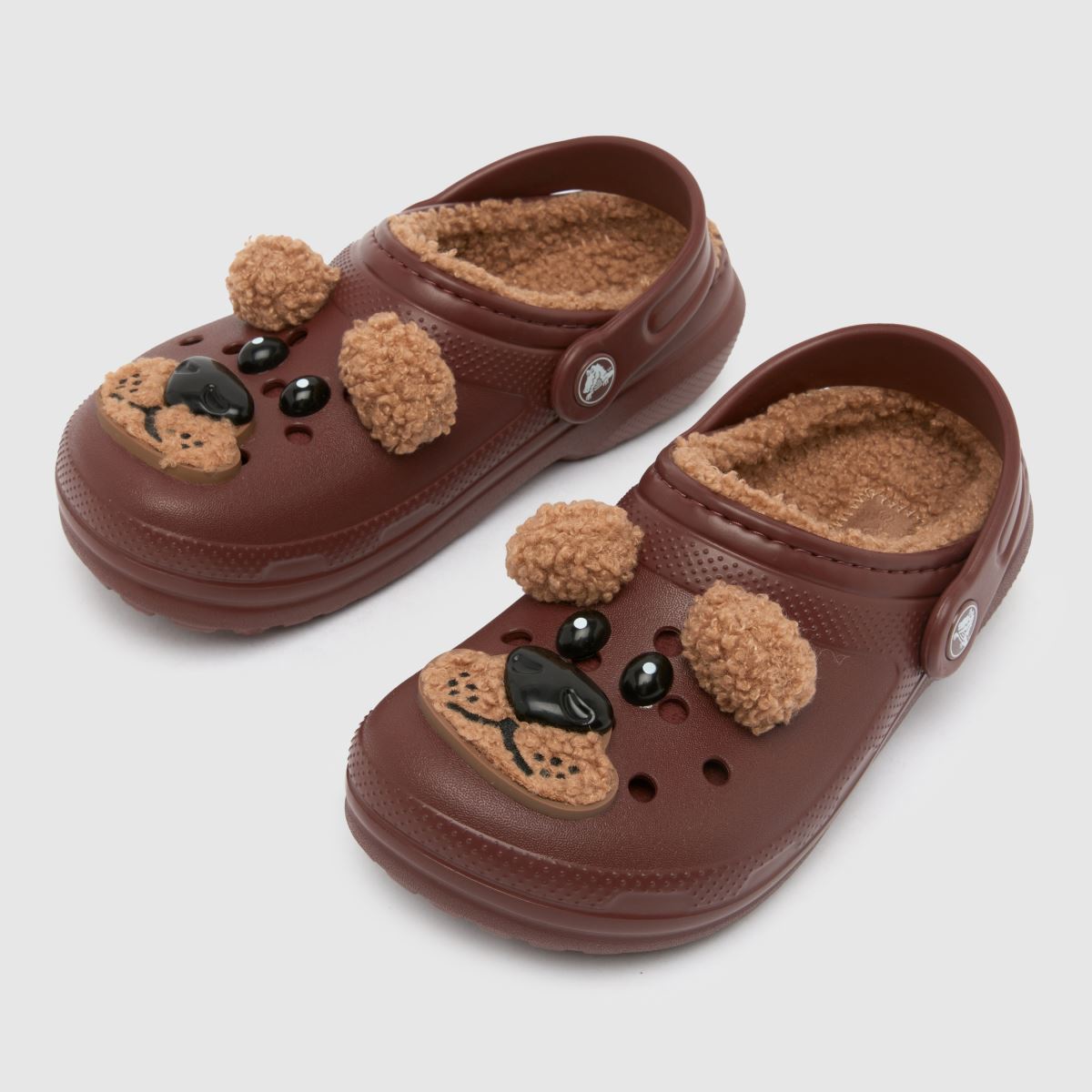 Crocs bruna multifärgade klassiska fodrade träskor Junior sandaler