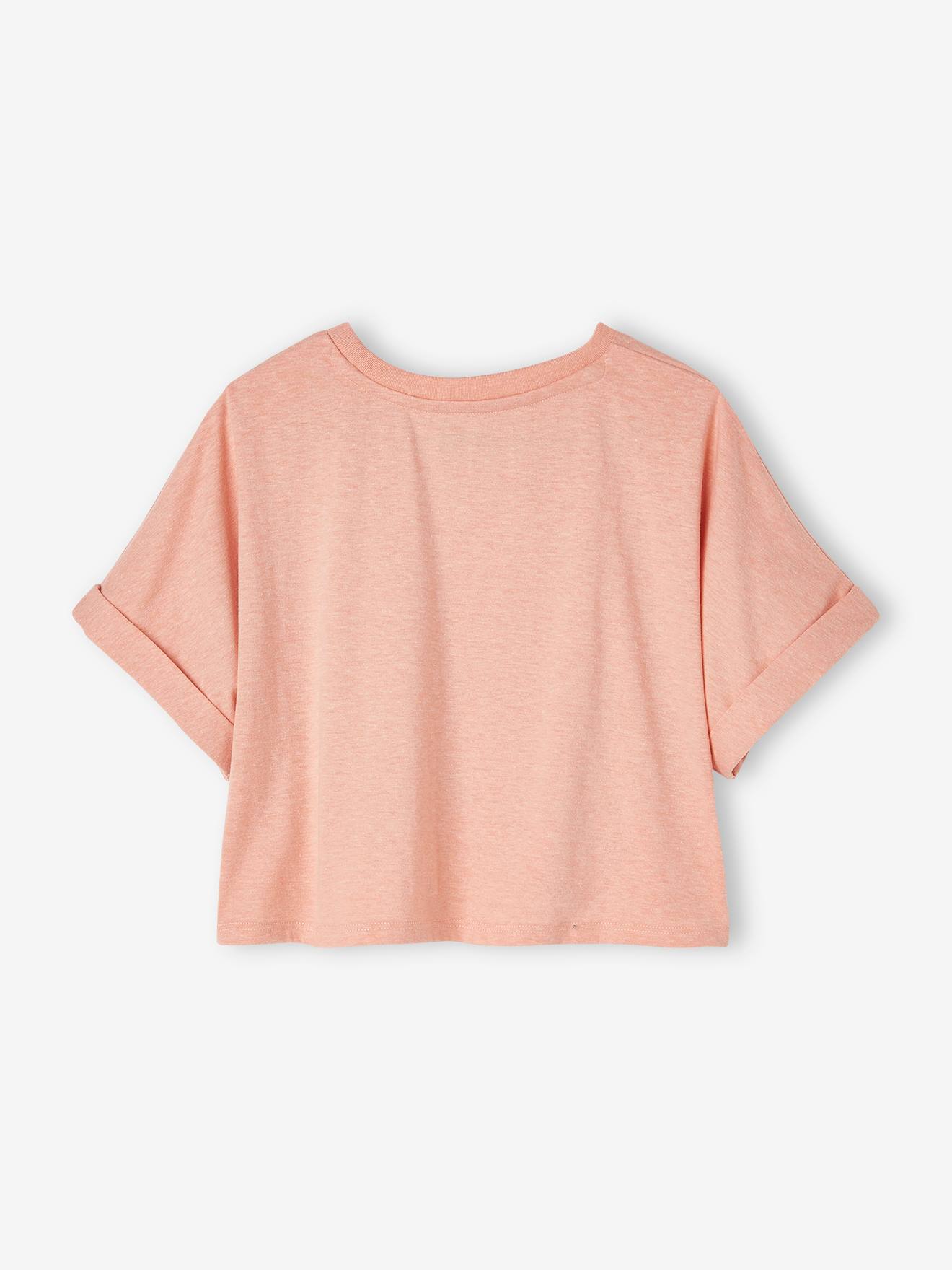 Vertbaudet Mädchen Sport-T-Shirt, Cropped-Form - pfirsich