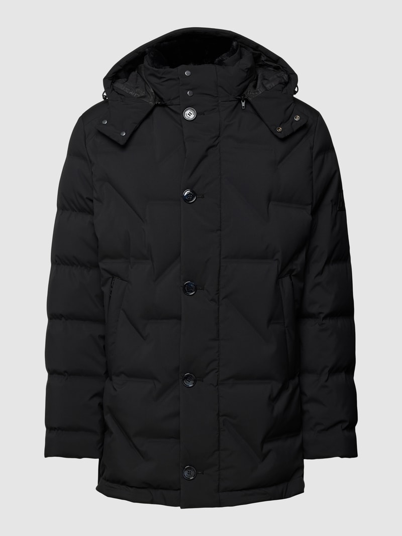 Steppjacke mit abtrennbarer Kapuze in schwarz