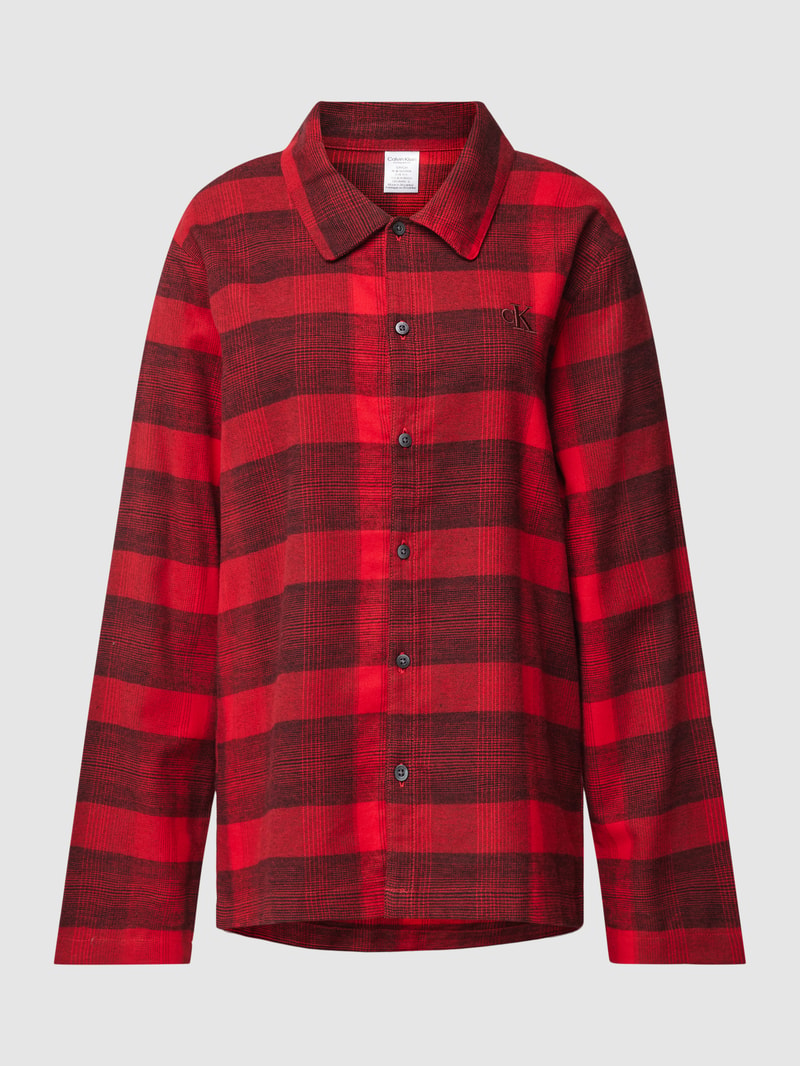Pyjama-Oberteil mit Tartan-Karo in rot