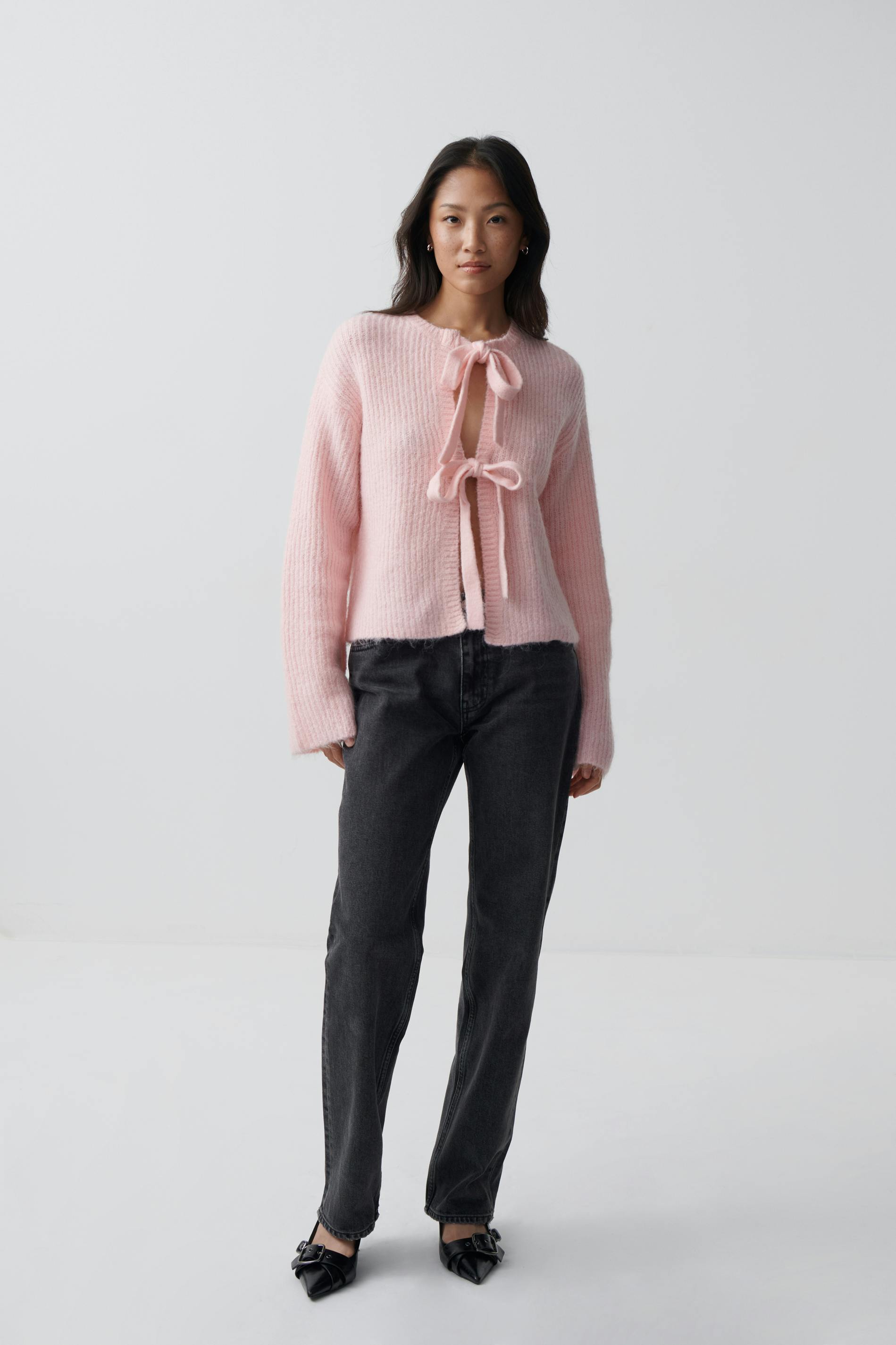 Knitted tie cardigan