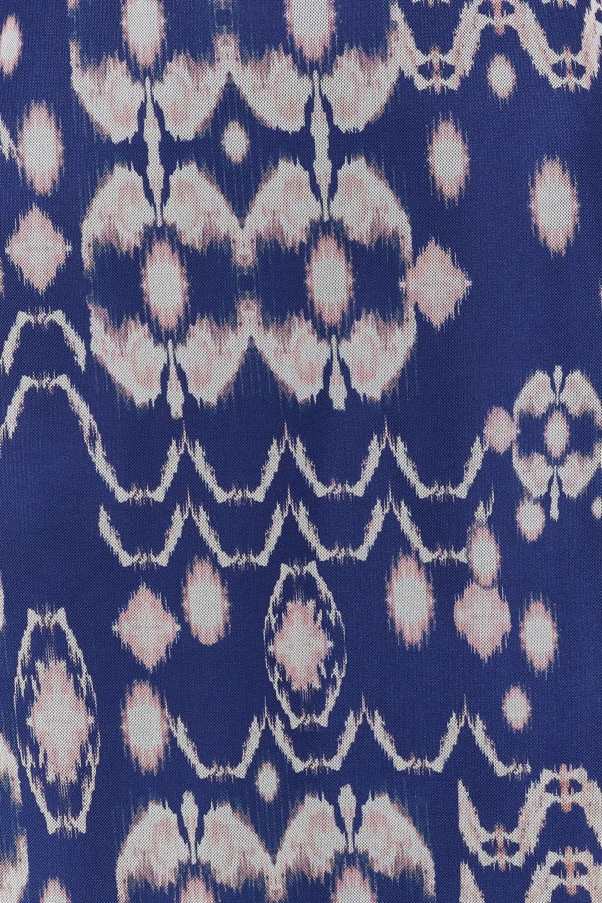 Trendyol Collection  Marineblau gemustertes Midi-Strickkleid mit überkreuztem Rücken und detaillierten Trägern und herzförmigem Ausschnitt TWOSS23EL02092