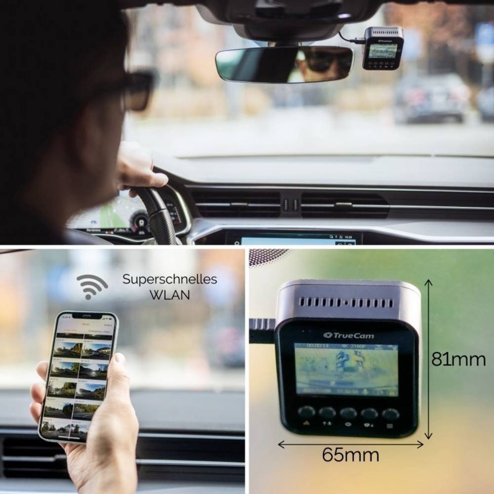 TrueCam Auto Kamera GPS 4K Dashcam (Datenanzeige im Video, G-Sensor, WDR, Schleifenaufzeichnung)