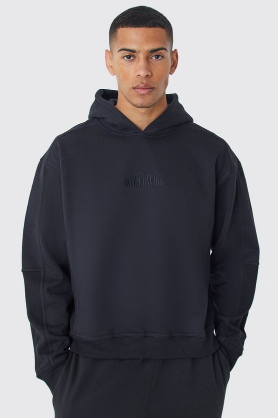 Kastiger Oversize Hoodie in Waffeloptik
