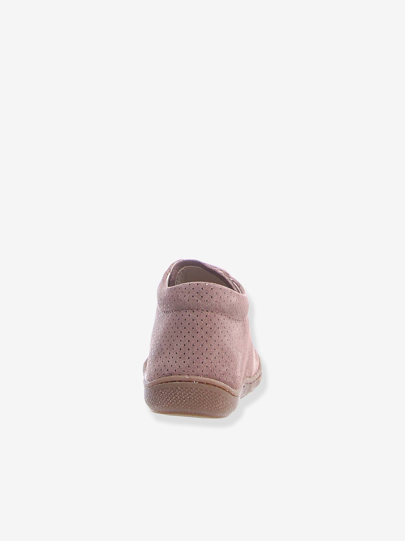 Bottillons bébé fille Cocoon Fantaisie NATURINO® 1ers pas marine pois argent