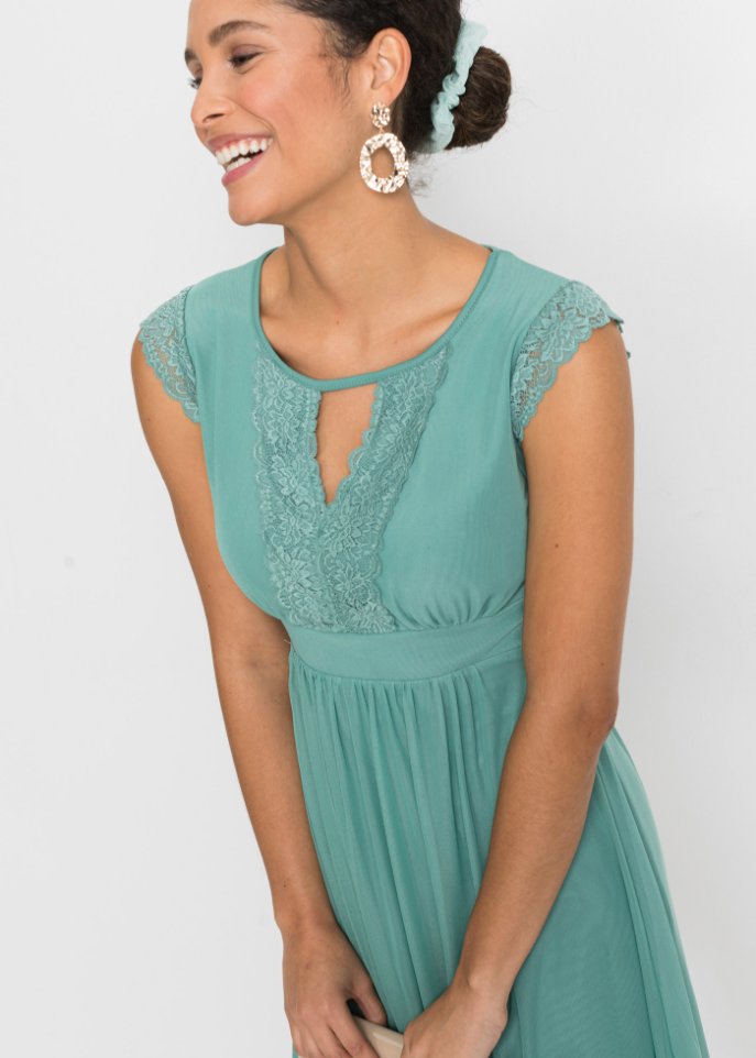 Mesh-Kleid mit Spitze