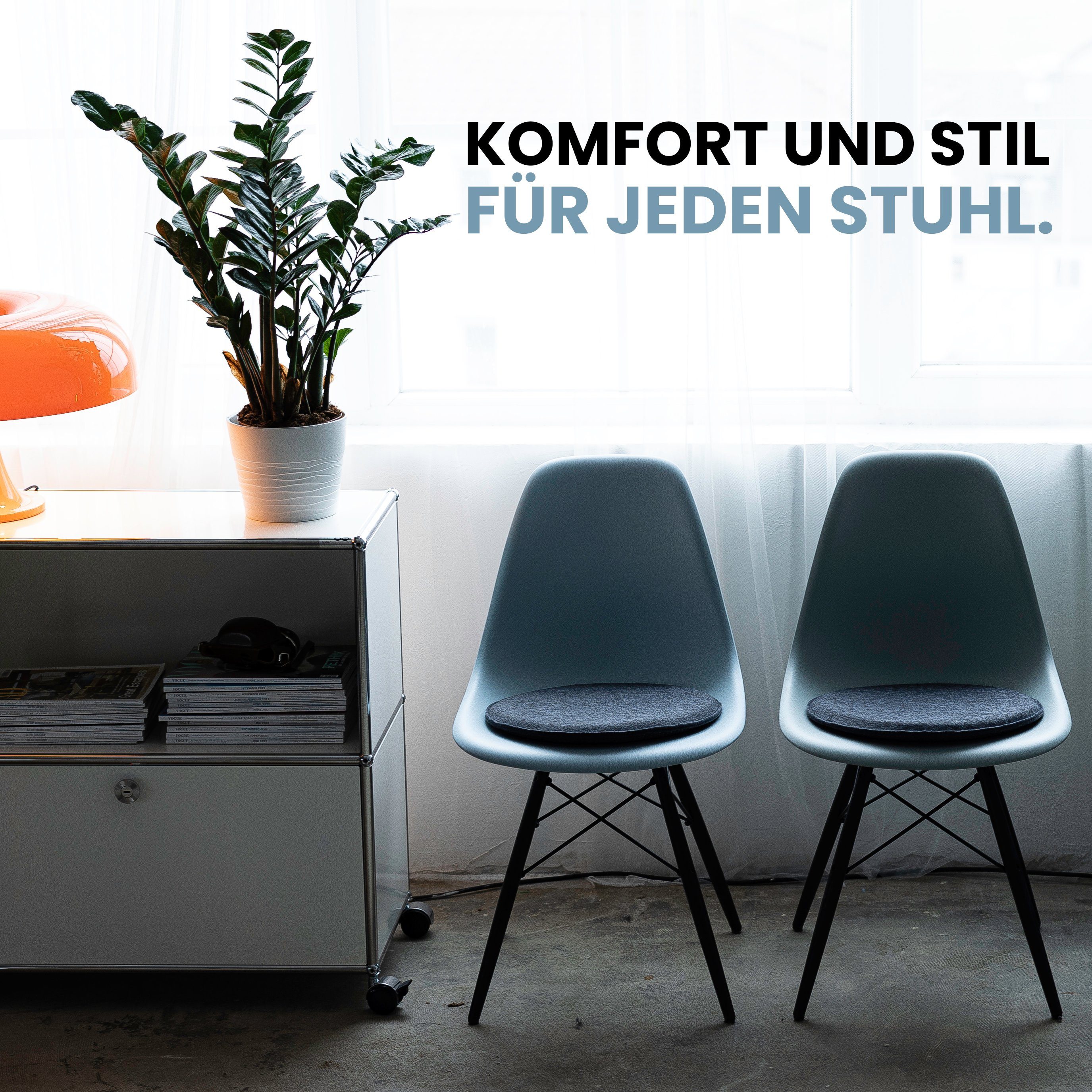 Easy and Green Sitzkissen Filz Rutschfest, upcycling rPET Filz, Made in Germany, Extra Bequem