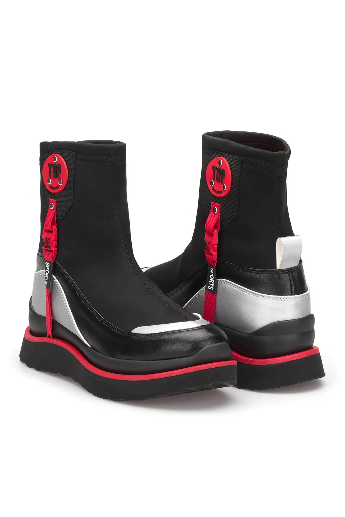 DARK SEER  Schwarze rote Damenstiefel