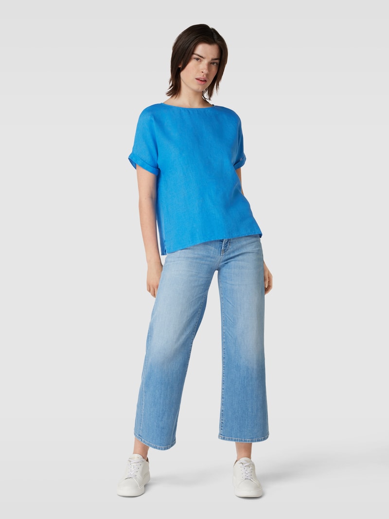 Leinenbluse mit U-Boot-Ausschnitt in jeans