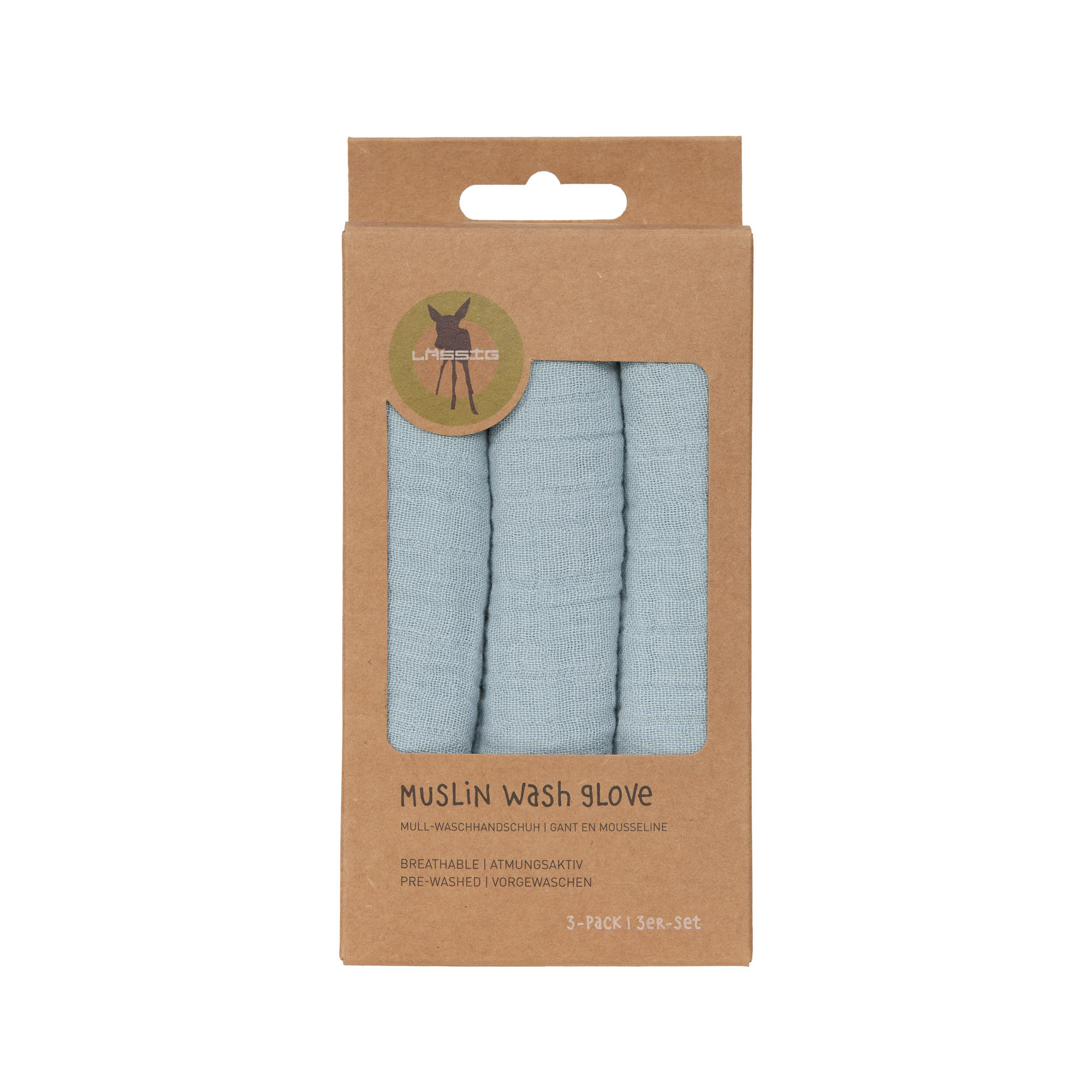 Mull Waschlappen Baby 3er Set, Hellblau