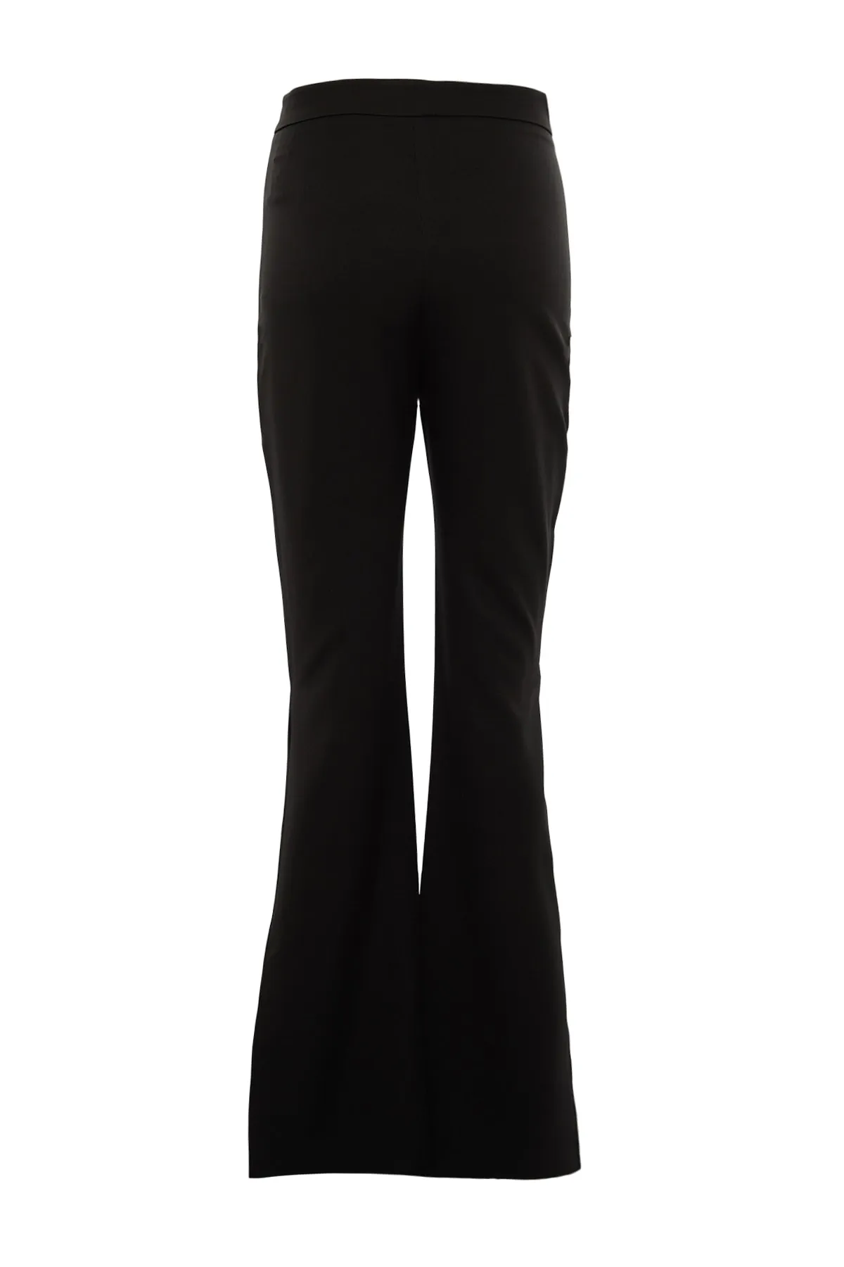 Trendyol Collection  Schwarze, gewebte Hose mit ausgestelltem Bein und hohem Bund und Schlitz TWOAW22PL0134