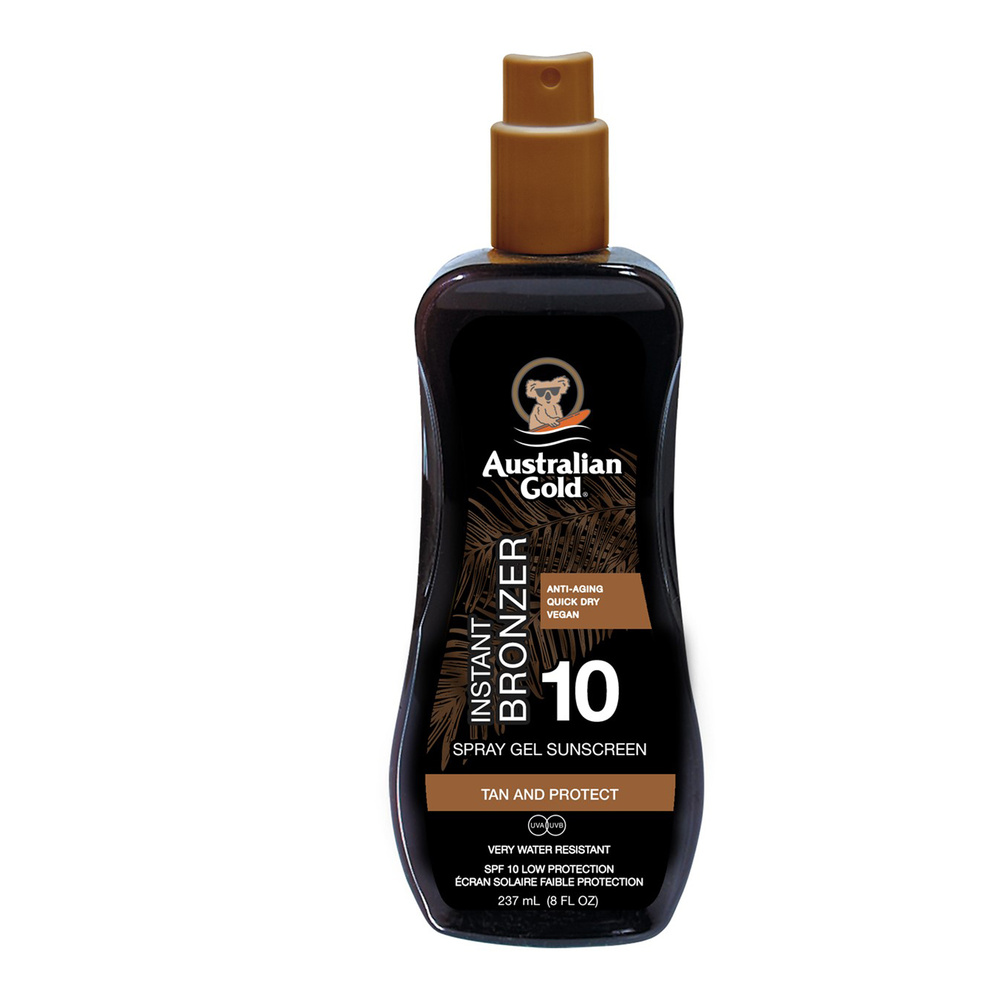 australian gold SPF 10 Spray Gel avec agent bronzant 237 ml Spray Gel solaire avec agent bronzant