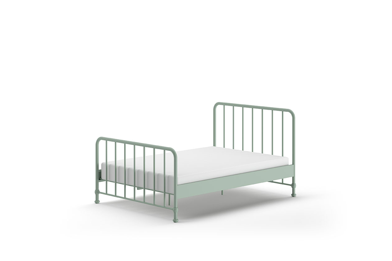 VIPACK Jugendbett BRONXX mit Liegefläche 140 xx 200 cm, Ausf. Metall Olivegrün matt