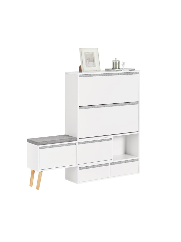 SoBuy Schuhkipper in Weiß - (B) (92-124) x (H)115 x (T)24cm günstig kaufen onesize