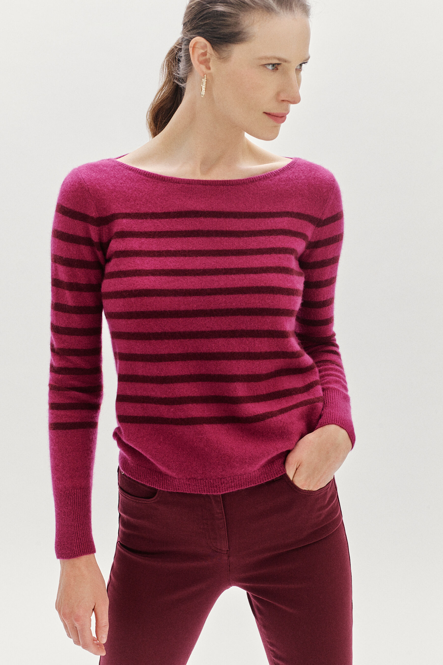 pull zofia raye 100% cachemire rose cerise femme