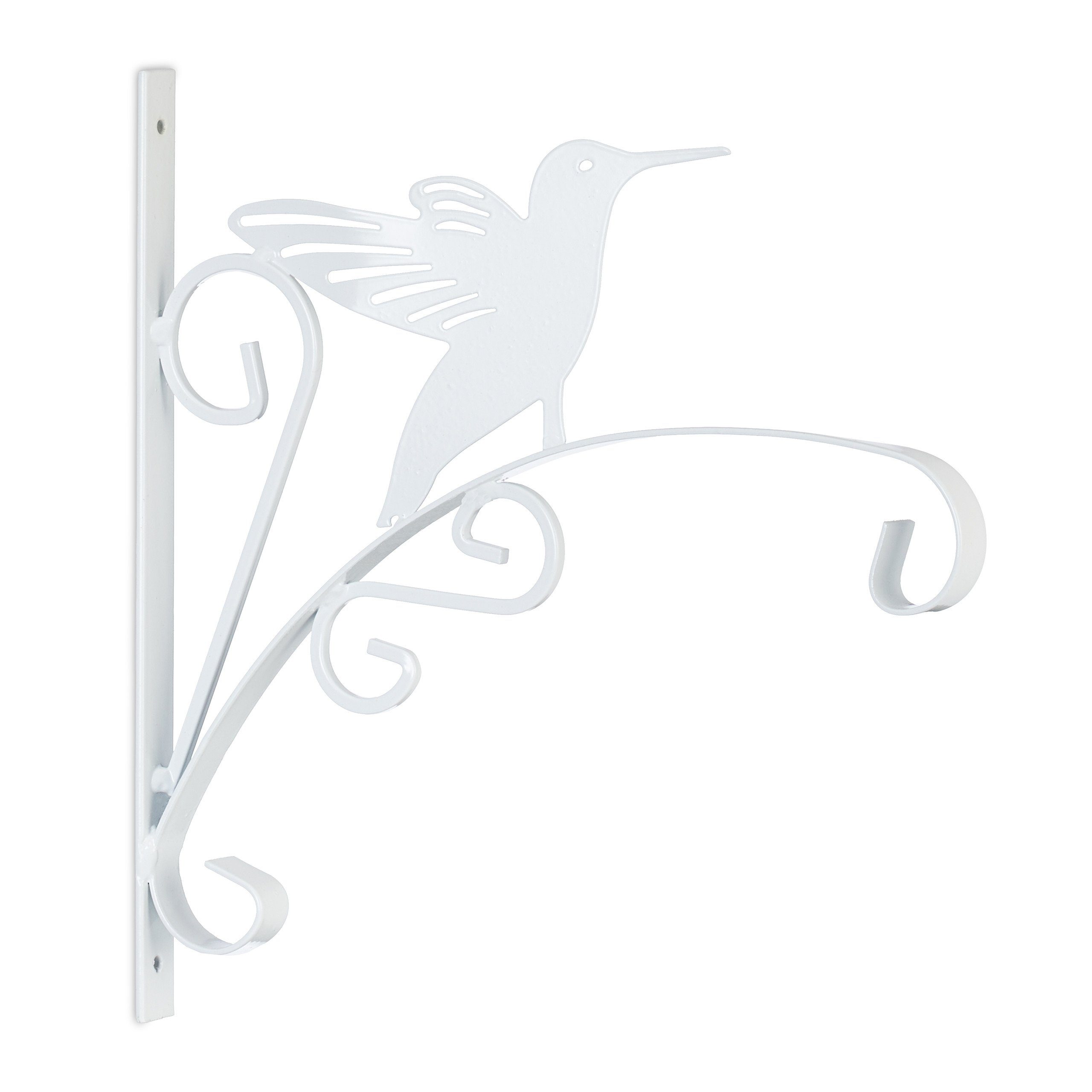 relaxdays Wandhaken Blumenampelhalterung 2er Set mit Vogel