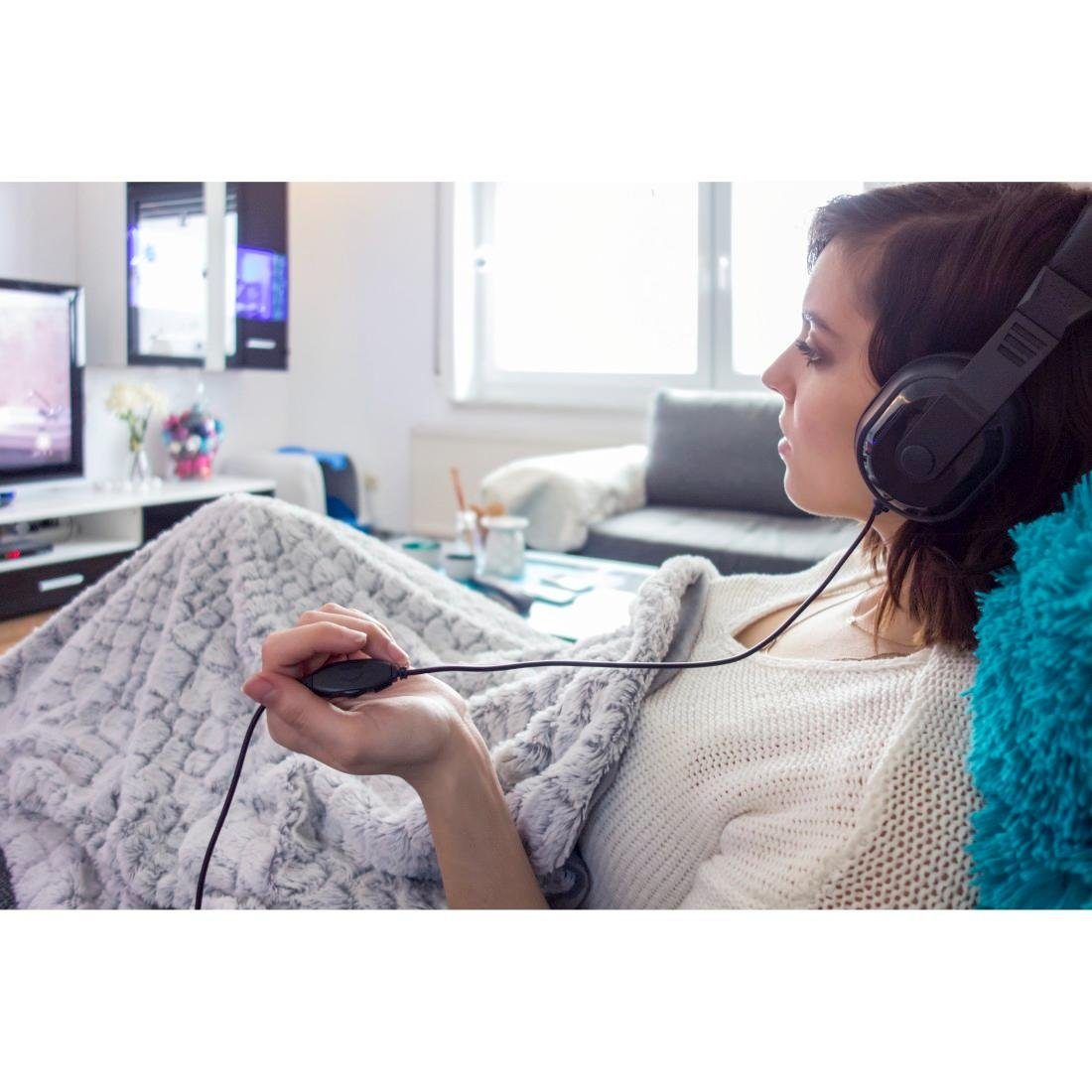 Thomson TV HiFi Kopfhörer Over Ear, Lautstärke regelbar, extra langes Kabel Over-Ear-Kopfhörer (Schwarz)