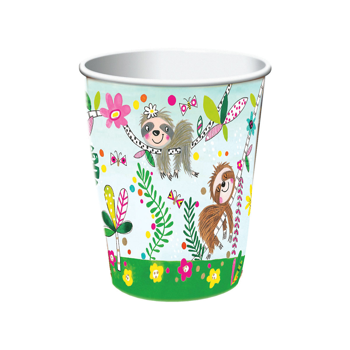 8 Papp-Becher Faultiere, 256 ml