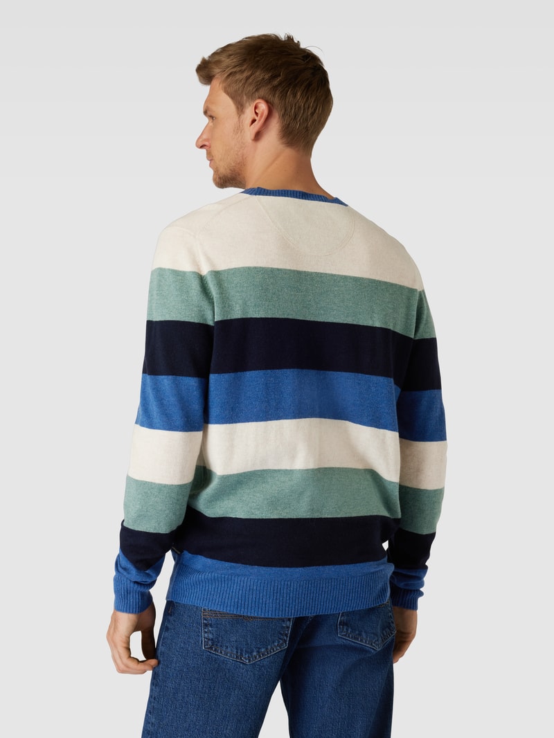 Strickpullover mit Blockstreifen in offwhite