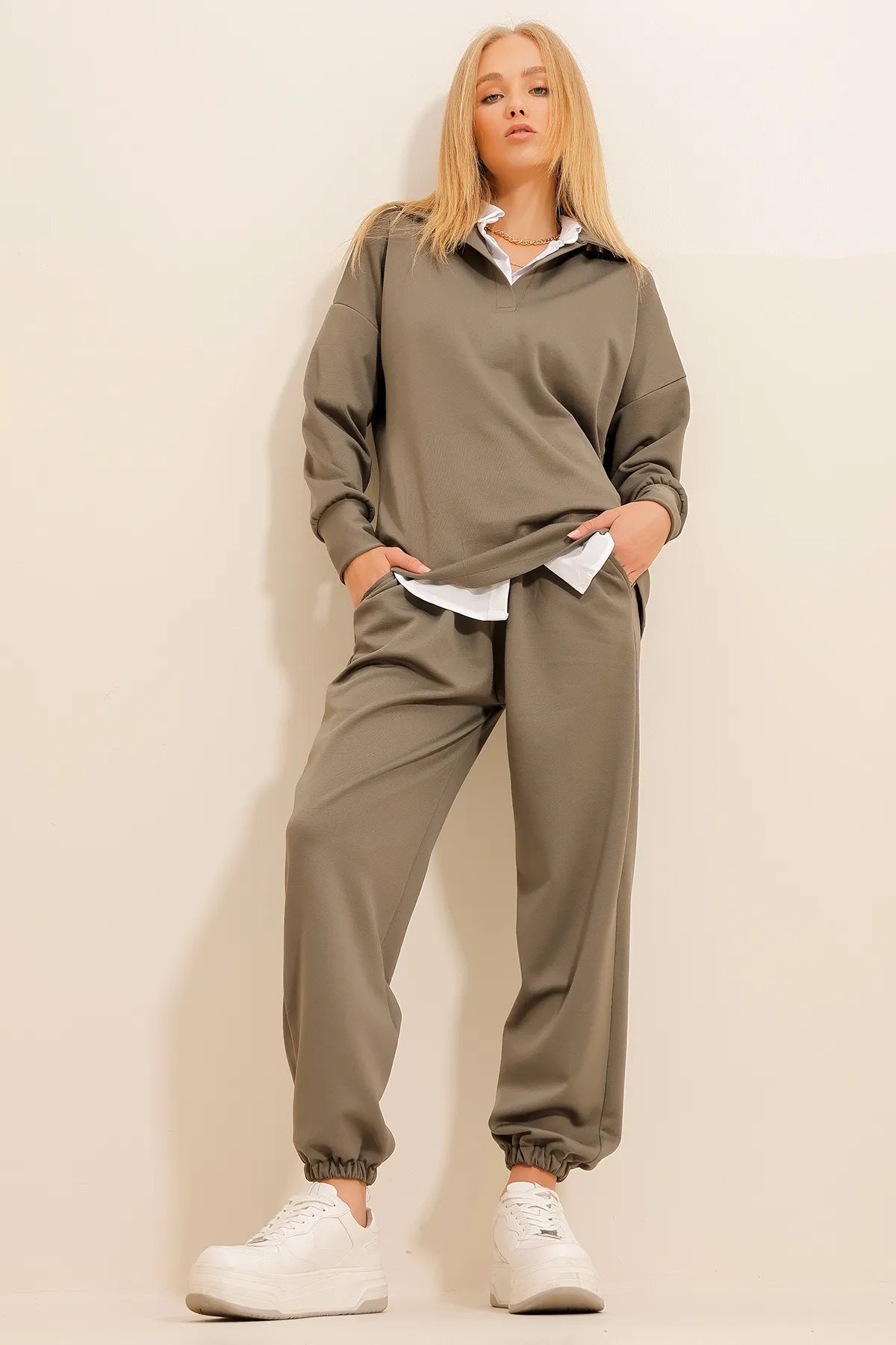 Trend Alaçatı Stili  Zweiteiler - Khaki - Regular Fit