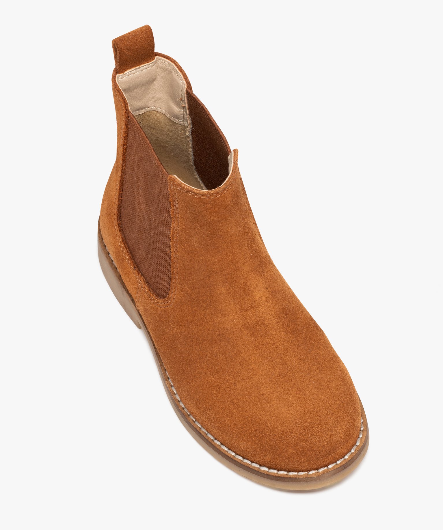 Boots fille unies style Chelsea en suédine camel | GEMO