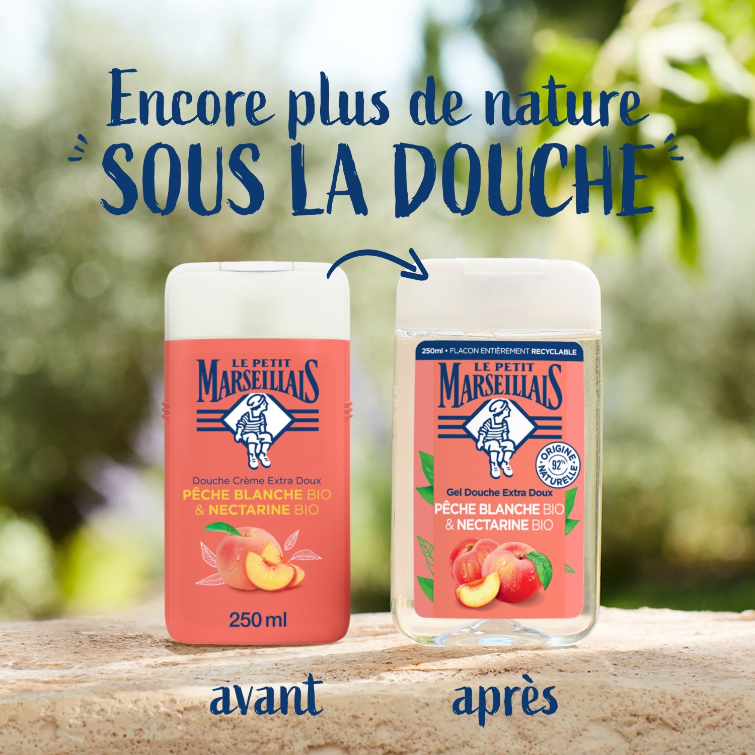 Le Petit Marseillais to wyjątkowo delikatny żel pod prysznic z organiczną białą brzoskwinią i organiczną nektarynką.