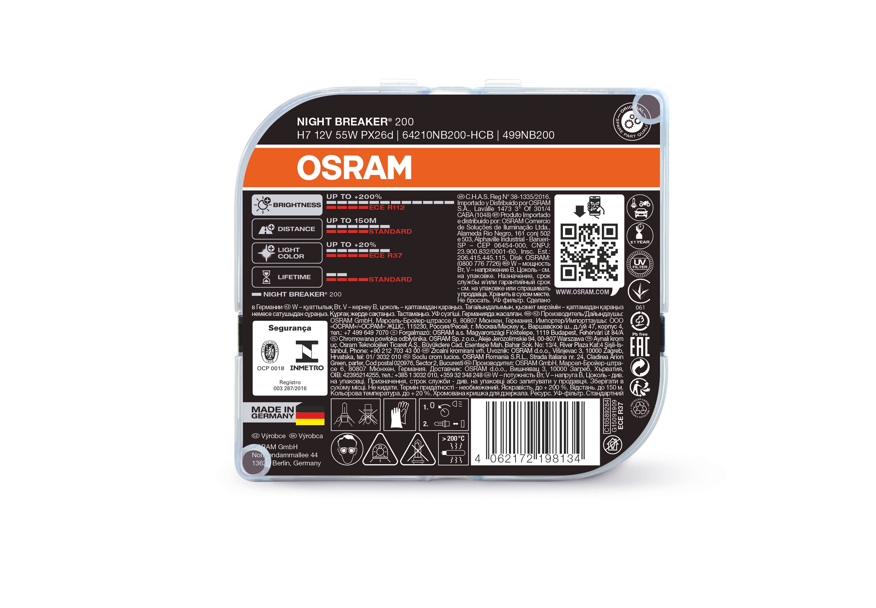 OSRAM Night Breaker® 200 H7 12 V 55-W-Glühlampen, 2 Stück - ATU