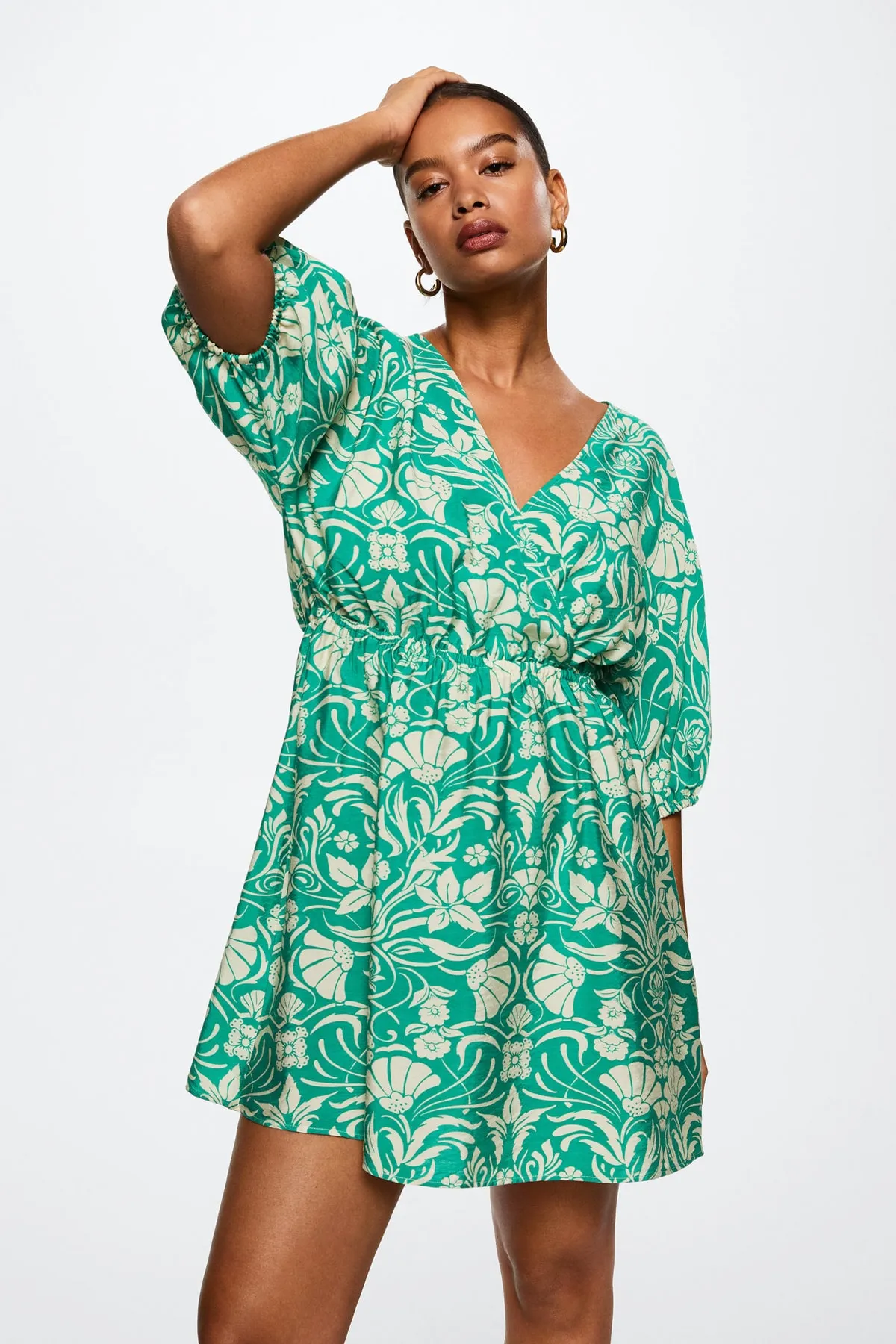 MANGO  Grünes Damenkleid 37072881
