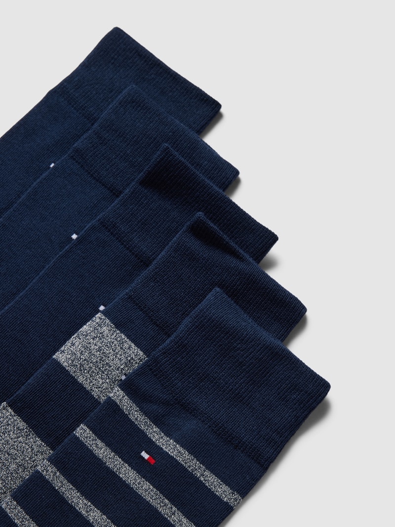 Socken mit Logo-Stitching im 5er-Pack Modell 'MOULINE' in dunkelblau