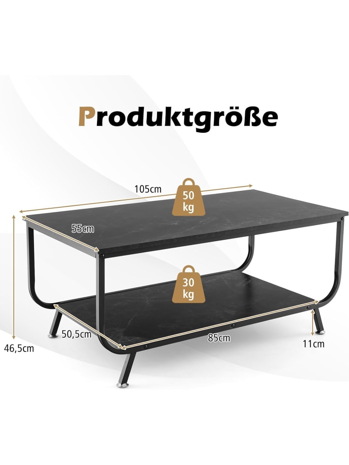 COSTWAY Couchtisch in Schwarz günstig kaufen 55 cm