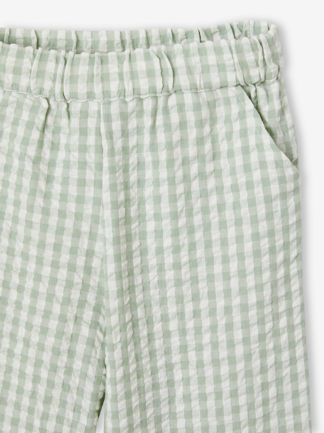 Vertbaudet Mädchen-Set: Bluse & 7/8-Hose - salbeigrün