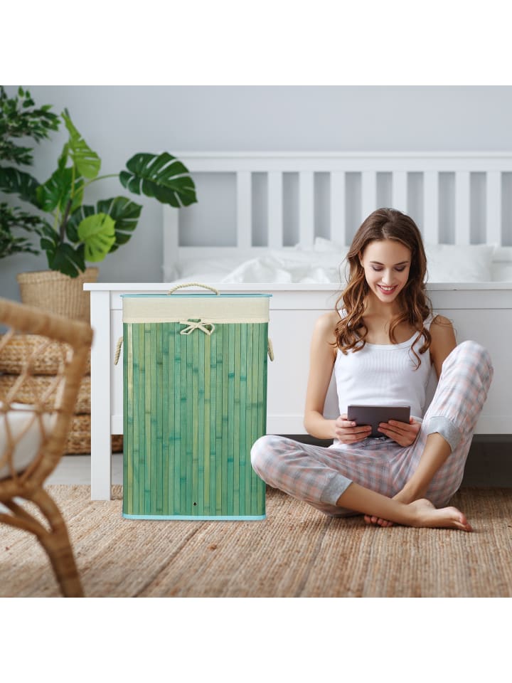 relaxdays 2 x Wäschekorb in Natur - (B)43,5 x (H)65,5 x (T)33,5 cm günstig kaufen onesize